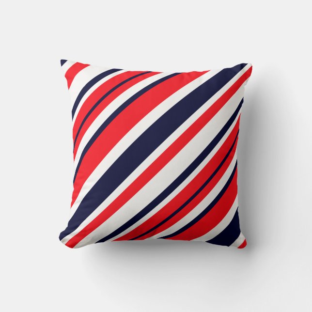 Red Blue White Stripes Sierkussen Cushion (Voorkant)