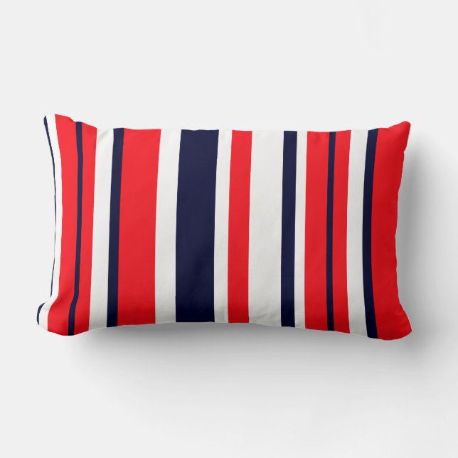 Red Blue White Stripes Sierkussen Cushion Kussen (Voorkant)