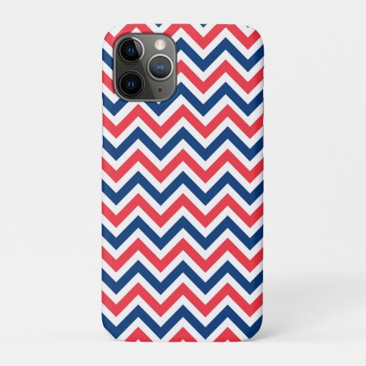 Red Blue White Zig Zag Lines Geometric Baseball Case-Mate iPhone Case (Achterkant)