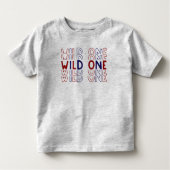 Red Blue Wild One Text Kinder Shirts (Voorkant)