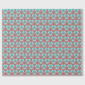 Red Blue Xmas Geometric Nordic Pattern Cadeaupapier (Vlak)
