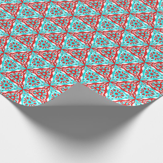 Red Blue Xmas Geometric Nordic Pattern Cadeaupapier (Hoek)