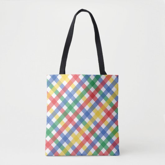 Red Blue Yellow and Green Plaid Print  Tote Bag (Voorkant)