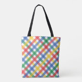 Red Blue Yellow and Green Plaid Print Tote Bag (Achterkant)