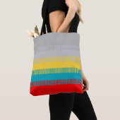 Red Blue Yellow Black Grey Abstract uniek patroon Tote Bag (Dichtbij)