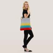 Red Blue Yellow Black Grey Abstract uniek patroon Tote Bag (Op model)