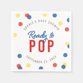 Red Blue Yellow Confetti Ready to Pop Baby shower Servet