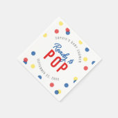 Red Blue Yellow Confetti Ready to Pop Baby shower Servet (Hoek)