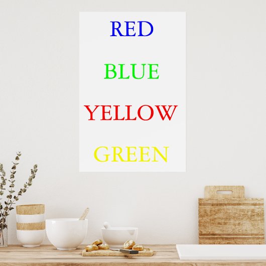 Red Blue Yellow Green Poster (Keuken)