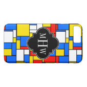 Red Blue Yellow Mondrian Blk Quatrefoil 3 Monogram Case-Mate iPhone Case (Achterkant (Horizontaal))