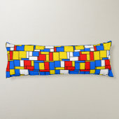 Red Blue Yellow Mondrian Blk Quatrefoil 3 Monogram Lichaamskussen (Achterkant)