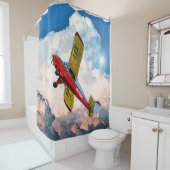 Red Blue Yellow Personal Vliegtuig met Jouw naam Douchegordijn (In situ)