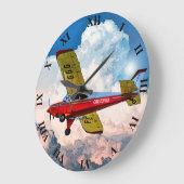 Red Blue Yellow Personal Vliegtuig met Jouw naam Grote Klok (Hoek)