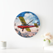 Red Blue Yellow Personal Vliegtuig met Jouw naam Grote Klok (Huis)