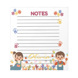 Red Blue Yellow Playful Kids Personalized Notepad Notitieblok
