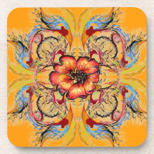 Red Blue Yellow Victoriaans ventilator Bier Onderzetter (Voorkant)