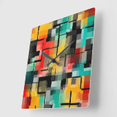 Red Blue Yellow Vierkante Klok (Hoek)