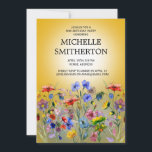Red Blue Yellow Wildbloemen 90th Birthday Kaart<br><div class="desc">Colorful 90e verjaardagsfeest uitnodiging voor vrouwen met  rode,  blauwe en gele waterverf wildbloemen en groen op een felgele achtergrond. Neem contact met mij op voor hulp bij aanpassingen of voor het aanvragen van matching of het coördineren van Zazzle-producten.</div>