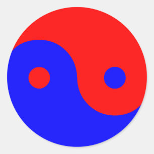 Red Blue Yin Yang Ronde Sticker