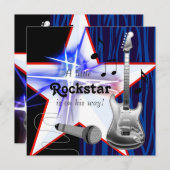 Red Blue Zebra Rockstar Baby Boy Shower Kaart (Voorkant / Achterkant)