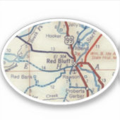Red Bluff CA Road Map Sticker (Voorkant)