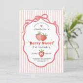 Red Blush Aardbei Berry Sweet 1st Verjaardag Kaart (Staand voorkant)