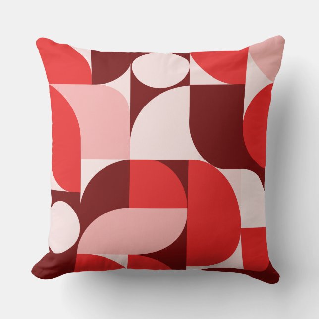 Red Blush Burgundy Geometric Composition Kussen (Voorkant)