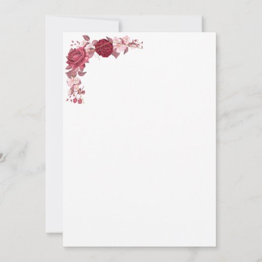 Red Blush en Gold Geometric Greenery Wedding Invi Kaart (Achterkant)