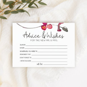 Red Blush Floral Rozen Advice Well Wishes Wedding Briefpapier