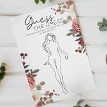 Red Blush Floral Rozen Bridal Game raadt de Dress Flyer<br><div class="desc">Raad eens de jurk vrijgezellenfeest wedstrijd. Geef elke gast een kaart en laat ze raden wat ze denken dat de bruid-te-be op haar trouwdag draag. Waterverf Rode en Blush Floral. Overeenkomende objecten om je collectie te voltooien zijn beschikbaar in onze Zazzle winkel!</div>