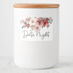 Red Blush Floral Rozen Datum acht jaar Voedselcontainer Etiket