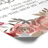 Red Blush Floral Rozen Datum acht Poster (Hoek)