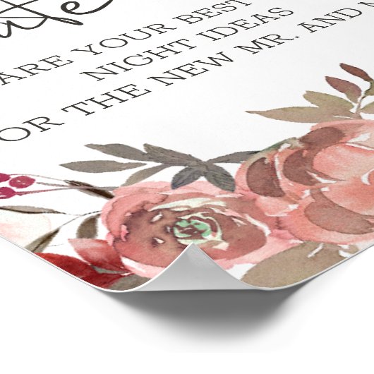 Red Blush Floral Rozen Datum acht Poster (Hoek)