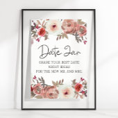 Red Blush Floral Rozen Datum acht Poster