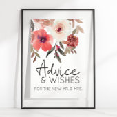 Red Blush Floral Rozen Elegant Advisement wint Poster