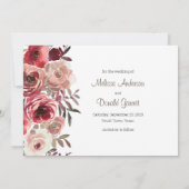 Red Blush Floral Rozen Trendy Save the Date (Achterkant)