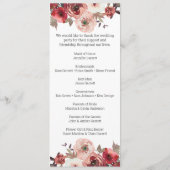 Red Blush Floral Rozen Wedding Programme Programmakaart (Achterkant)