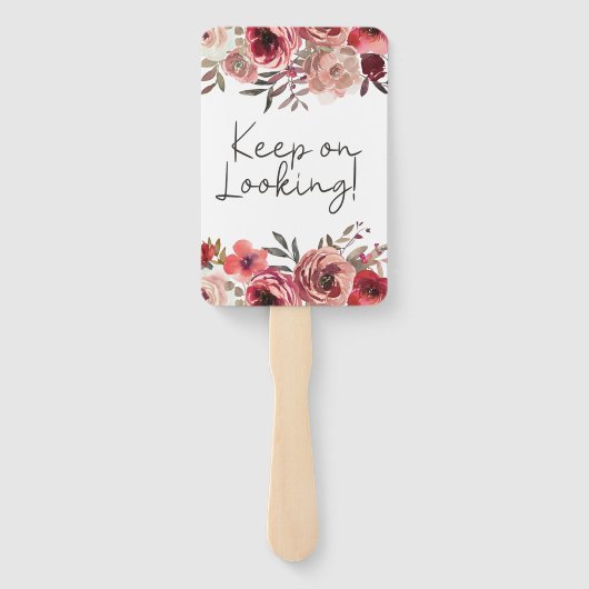 Red Blush Floral Rozen zeggen ja tegen de uitgang Handwaaier (Achterkant)