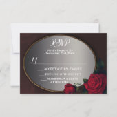 Red Blush Floral Silver Gray Mirror RSVP Kaartje (Voorkant)