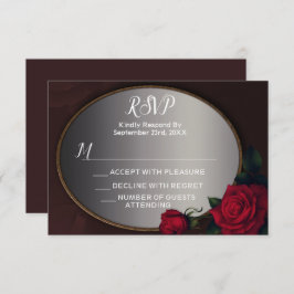 Red Blush Floral Silver Gray Mirror RSVP Kaartje