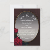 Red Blush Floral Silver Gray Mirror Save The Date (Voorkant)
