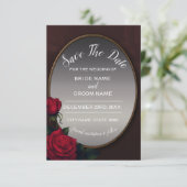 Red Blush Floral Silver Gray Mirror Save The Date (Staand voorkant)