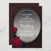 Red Blush Floral Silver Grey Mirror Weddenschap Kaart (Voorkant / Achterkant)