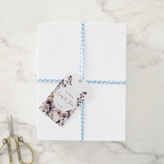 Red Blush Floral Wedding Elegant Cadeaulabel (Met Touw)