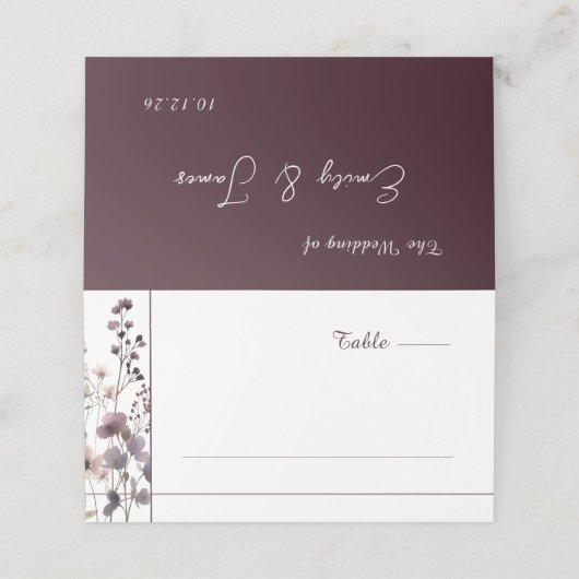 Red Blush Floral Wedding Elegant Plaatskaartje (Buitenkant ongevouwen)