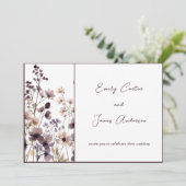 Red Blush Floral Wedding Elegant Romantic Kaart (Staand voorkant)