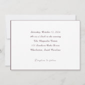 Red Blush Floral Wedding Elegant Romantic Kaart (Achterkant)