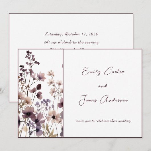 Red Blush Floral Wedding Elegant Romantic Kaart (Voorkant / Achterkant)