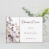 Red Blush Floral Wedding Elegant Romantic Kaart (Staand voorkant)