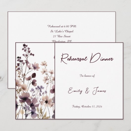 Red Blush Floral Wedding Elegant Romantic Kaart (Voorkant / Achterkant)